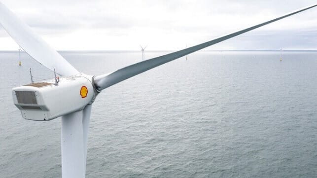 Shell logoed wind turbine