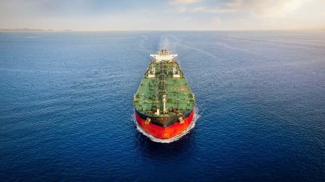 Tanker under way