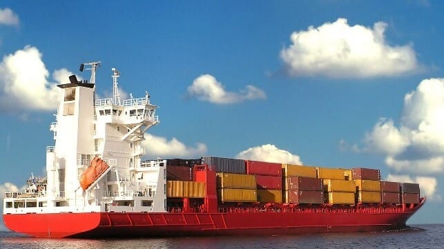 Small container feeder on a clear day