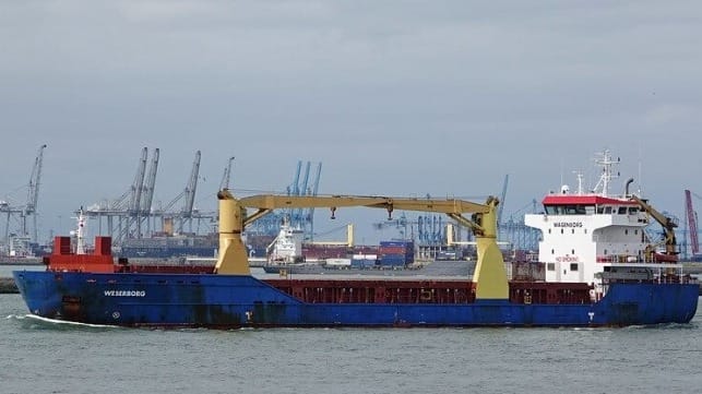 Freighter Weserborg under way