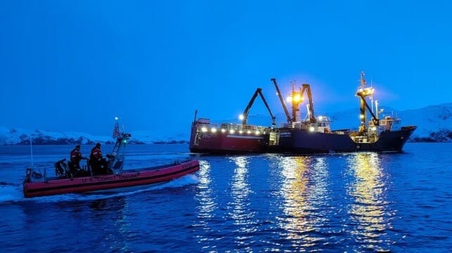 disabled fishing boat towed to port