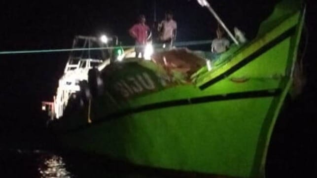 bulk carrier hits Indian fishing boat sending two to hospital