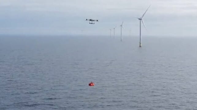 drone delivery to offshore wind turbine