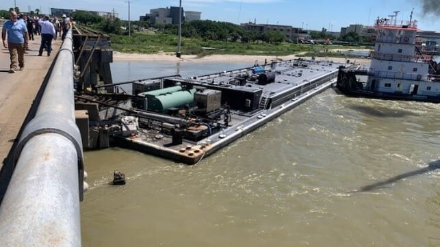 Rail bridge collapse barge strike