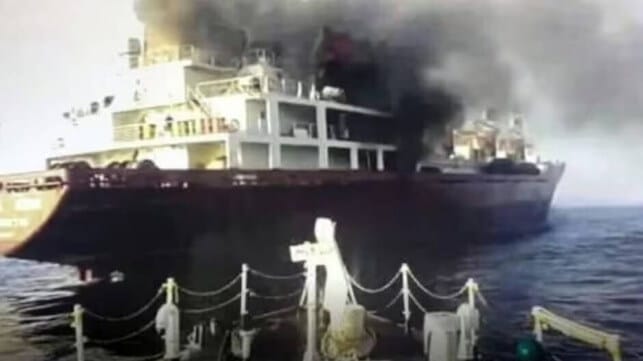 cargo ship fire