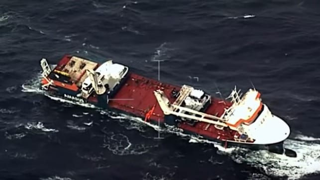 abandoned Dutch heavy-lift vessel in storm off Norway