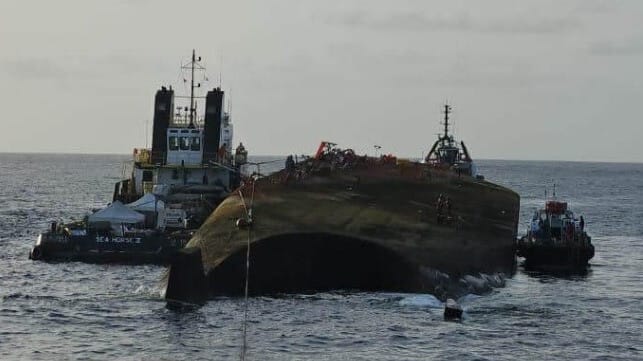 capsized oil barge Tobago