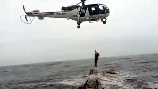 air sea rescue to save 16 crew from grounded cargo vessel