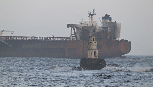 fire-damaged tanker