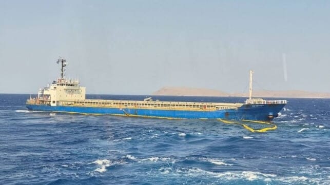 grounded cargo ship