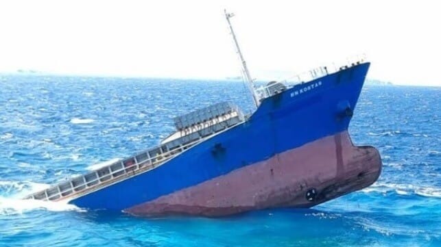 Cargo ship sinking off Crete