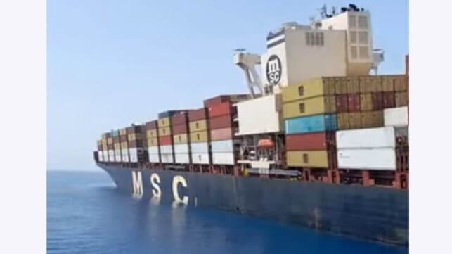 grounded containership