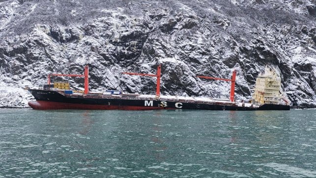 grounded containership
