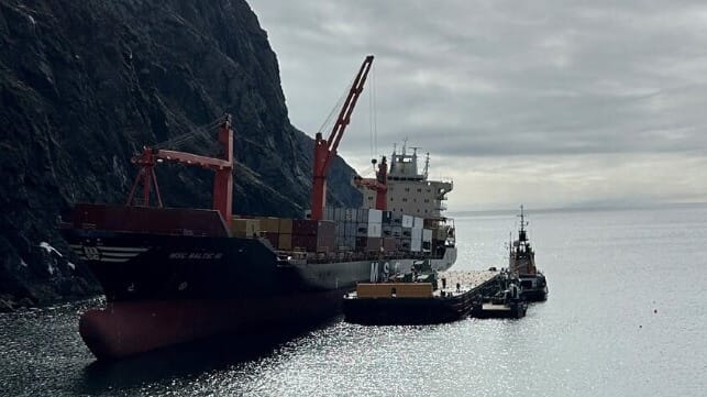 grounded containership