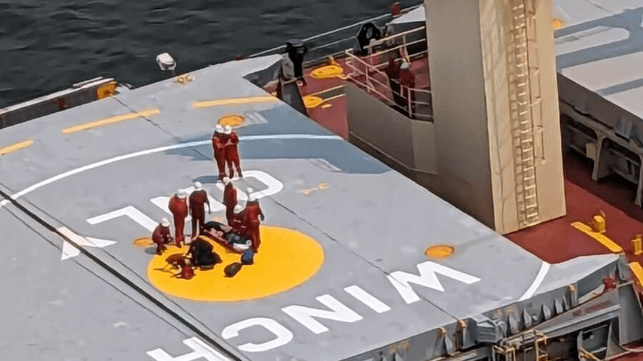 Maryland state police medevac from the deck of a bulker