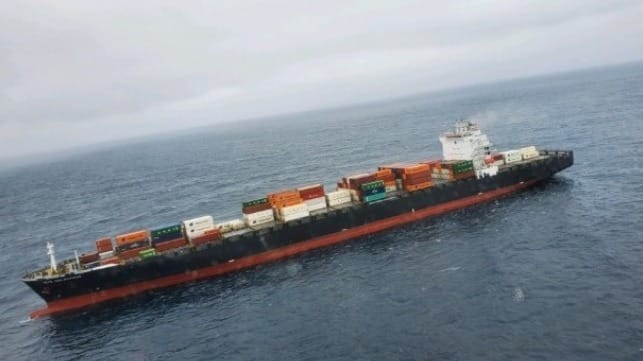 fire aboard a containership off California