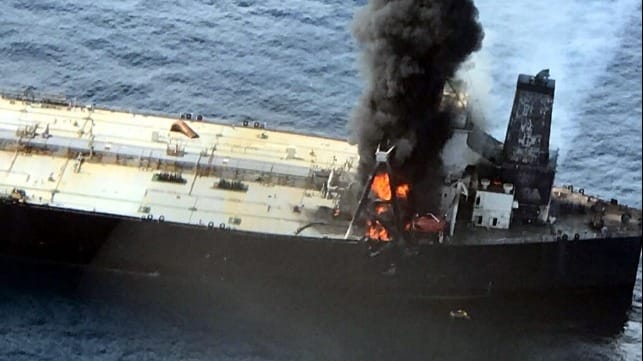 fire broke out on a VLCC in the Indian Ocean