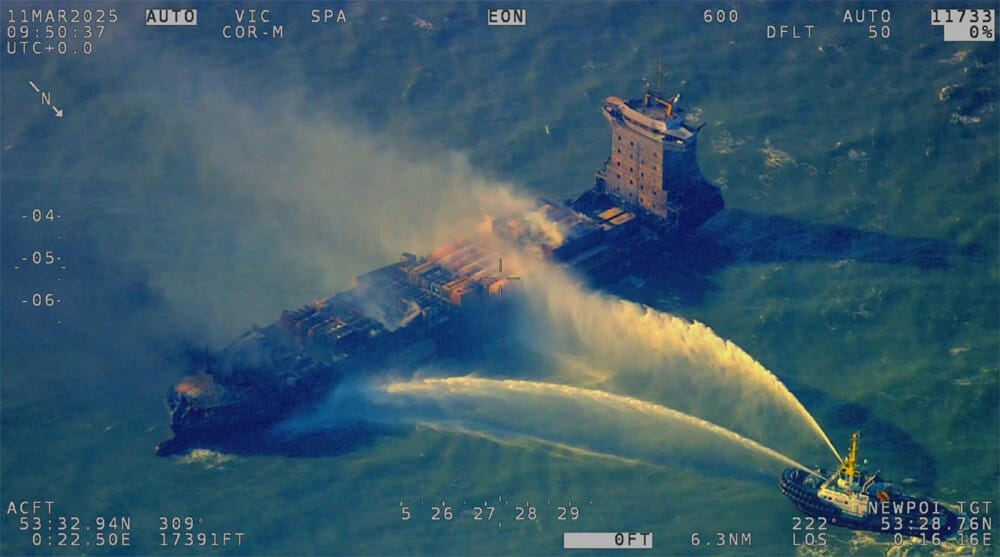 containership fire after collision