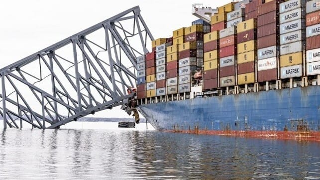 Container ship Dali under Key Bridge