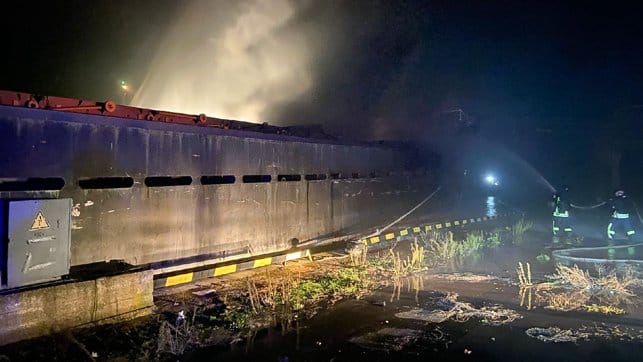 fire on a cargo ship after Russian attack