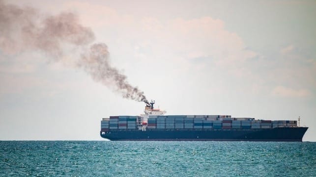 Container ship smoke