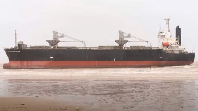 vessel aground in typhoon
