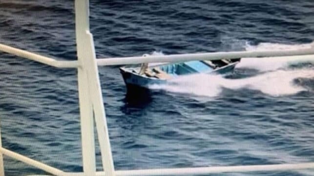 File image: A Houthi unmanned bomb boat approaches a Saudi tanker, 2020 (Saudi Alliance)