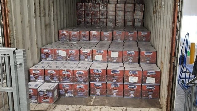 The containerload of suspect juice bottles (UK NCA, 2023)