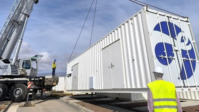 An ocean alkalinity enhancement unit gets installed at a desalination plant in Spain (Courtesy Pronoe)