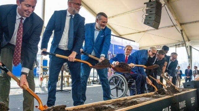 Russ Vought (second from left) and Ted Cruz (third from left) break ground at Gulf Copper (Gov. Greg Abbott)