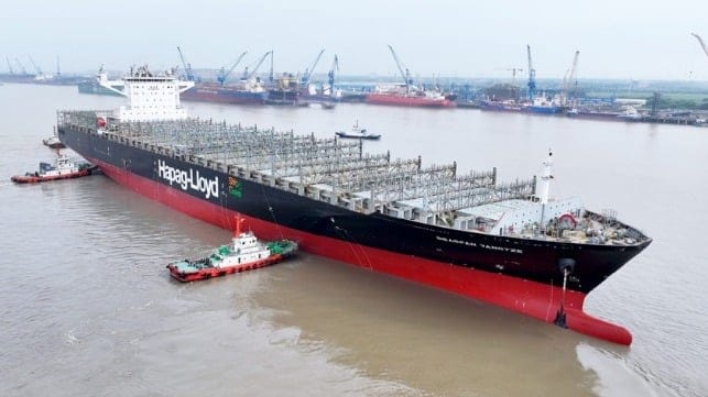 containership after conversion to methanol fueled operations