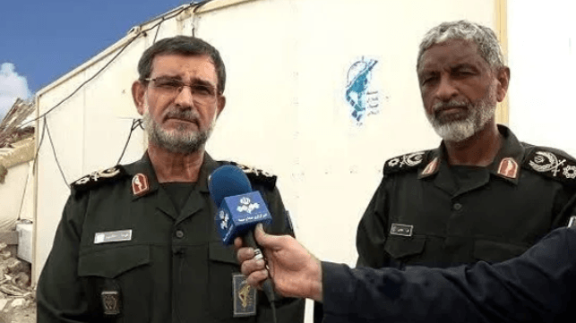 The late Rear Admiral Alireza Tangsiri and his successor Pasdar Ali Azmaei (Facebook)
