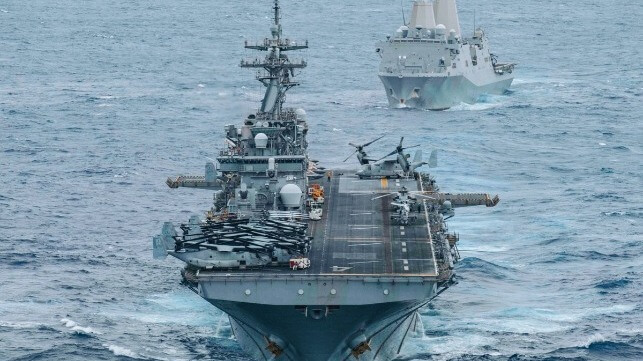 USS Boxer and USS Portland in Indian Ocean