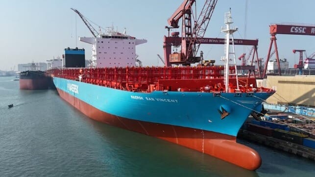Maersk containership at shipyard