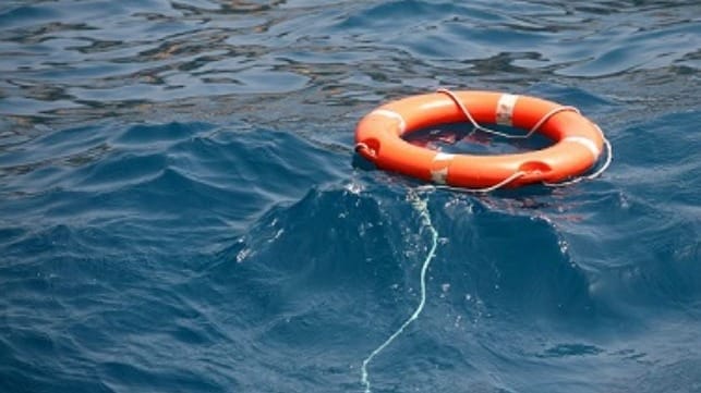 life ring in blue water