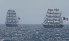 Gorch Fock (left) with Romanian sister ship Mircea (right) (USCG)