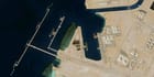 Saudi Aramco's loading berths at Yanbu, a giant pipeline-supplied terminal on the Red Sea (Maxar / Airbus / Google)