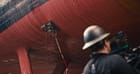 A team of Gecko engineers inspects the hull of a frigate with a robotic ultrasonic scanning device (file image courtesy Gecko)