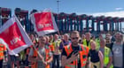 German dockworkers on strike