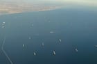 containerships at anchor off southern California