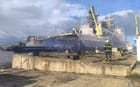 fire on icebreaker at shipyard