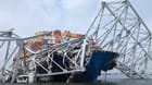 Dali containership and remains of bridge