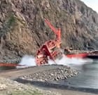 removing bow section of containership wreck