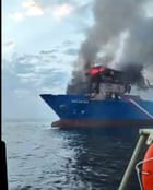 Turkish vessel ablaze in the Black Sea
