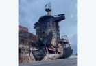burnt out containership