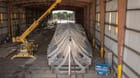 A prototype Romulus hull under construction at Breaux Brothers (HII)