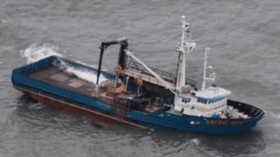 Arctic Sea aground on St. George (USCG)