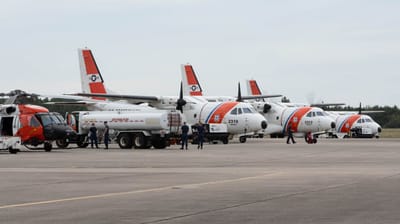 U.S. Coast Guard aircraft staged to conduct post-storm damage assessments and SAR operations (USCG)