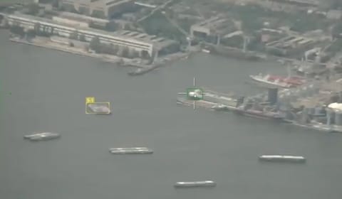 A Russian drone closes in on a Ukrainian port target (Russian MOD)