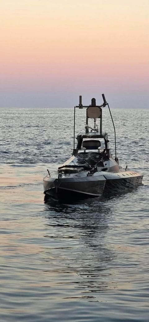 The drifting drone after an F-16 strafing run near Neptun Deep (Romanian Ministry of Defense)